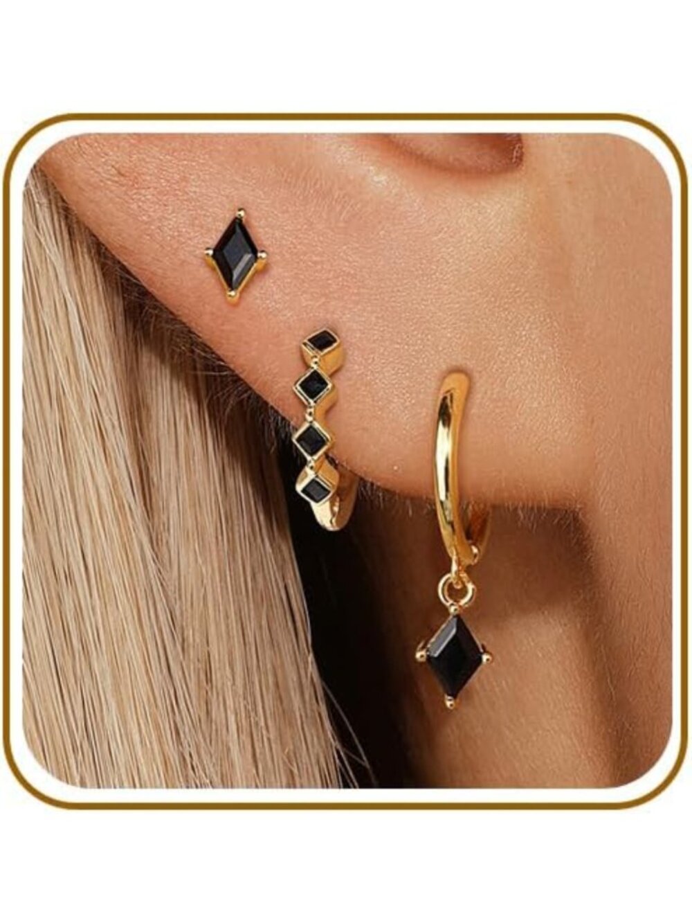 3 Pairs Stylish Hoop Earrings Set for Women - 925 Silver & Gold Plated Options